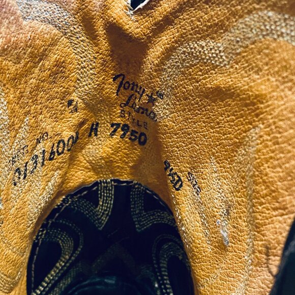 Vintage Tony Lama Men's Black Cowboy Boots Size 9.5D - Picture 6 of 7